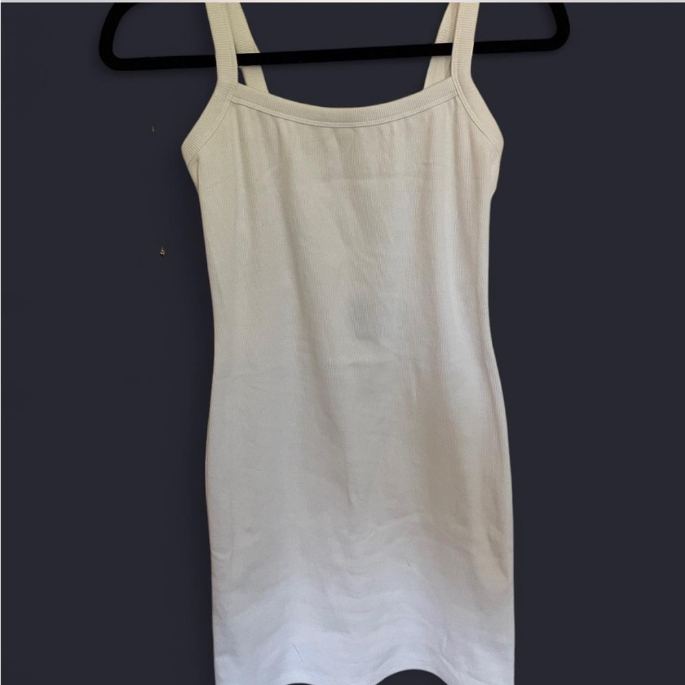 White Mini Ribbed Dress - Picture 4 of 8